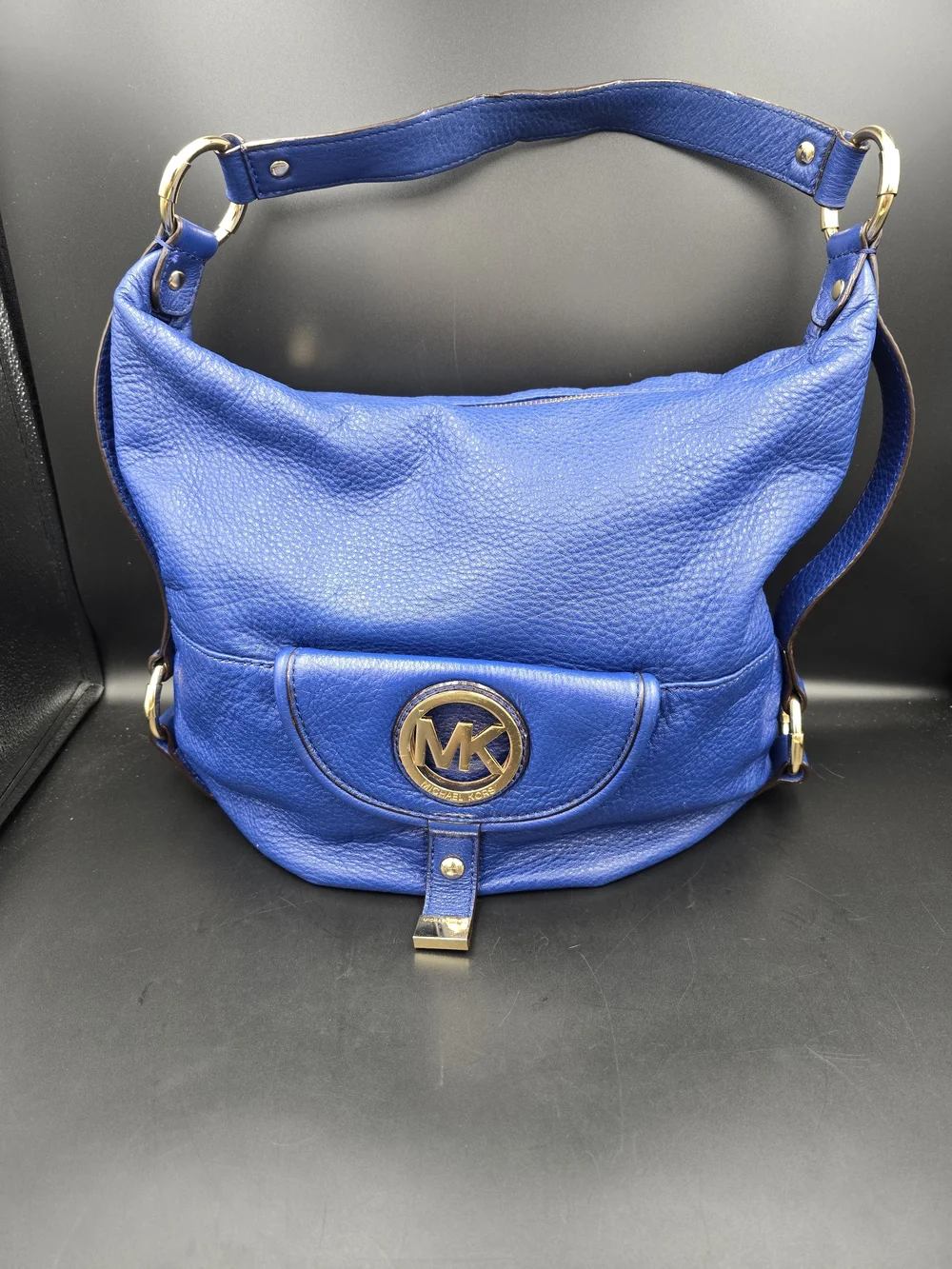 Michael Kors Blue Pebbled Leather Hobo Bag